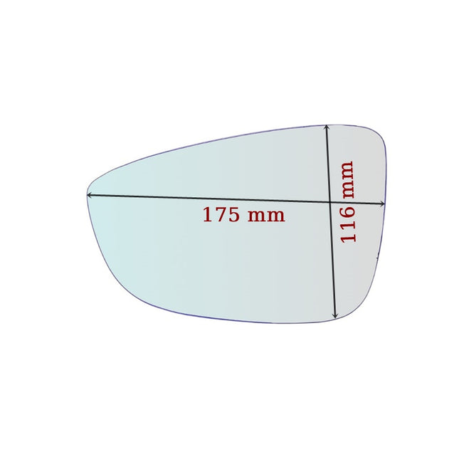 Vetro Specchio Retrovisore DX-Passeggero Compatibile Per VW CC (358) dal 2011>