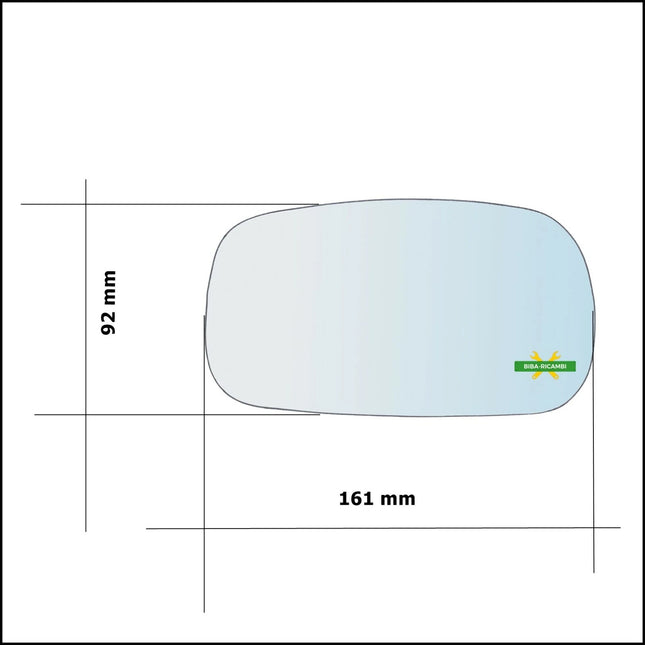 Vetro Specchio Nudo Adesivo Lato DX Passeggero Per Nissan Micra II solo 1992-2003